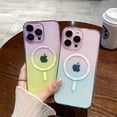thumbnail image 4 of Luxury Gradient Pattern Wireless Charge Magsafe Case For iPhone 11 12 13 14 15 Pro Max Plus Soft Transparent Magnetic Cover Orange For iPhone 13, 4 of 6