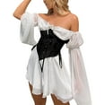 thumbnail image 1 of Faithtur Women Waist Corset, Solid Color Lacing Cincher with Chest Support, 1 of 9