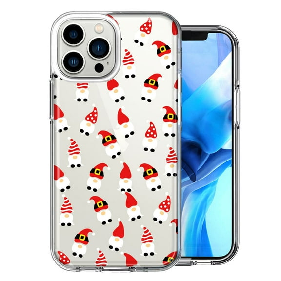 MUNDAZE Case for Apple iPhone 15 Pro Max Slim Hard Shell Soft TPU Hybrid Shockproof Heavy Duty Protective Phone Cover - Cute Red Christmas Holiday Santa Gnomes Design