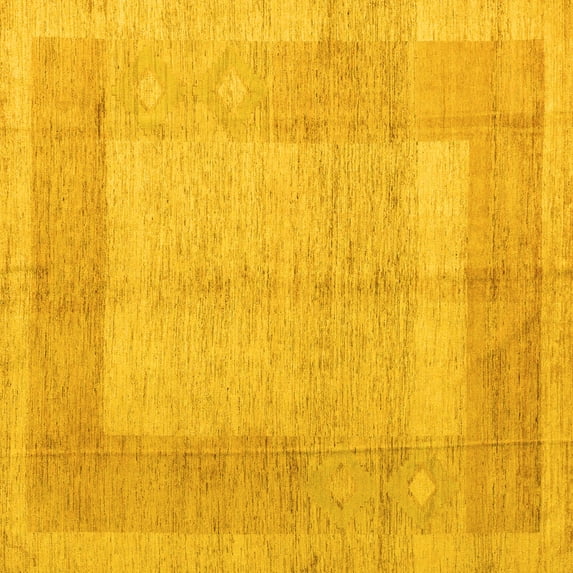 Ahgly Company Machine Washable Indoor Square Abstract Yellow Modern Area Rugs, 4' Square