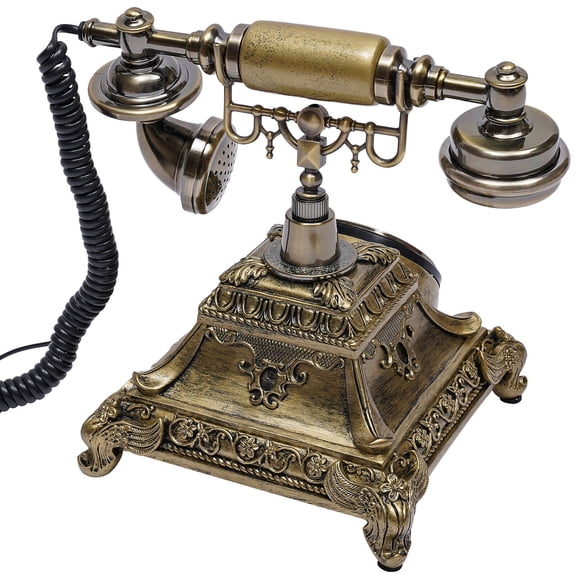 Antique Telephone Desk Phone European Style Old Fashioned Rotary Classic Corded Desk Phone, Antique Dial Handset Corded Desk Telephone for Home or Office Use