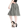 thumbnail image 5 of INSPIRE CHIC Women's Stripes Button Front Elastic Back A Line Midi Skirt 2XL White Black, 5 of 8