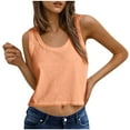 thumbnail image 2 of Tank Tops for Women under $5 Sleeveless Round Neck Loose Tank Orange M, 2 of 6
