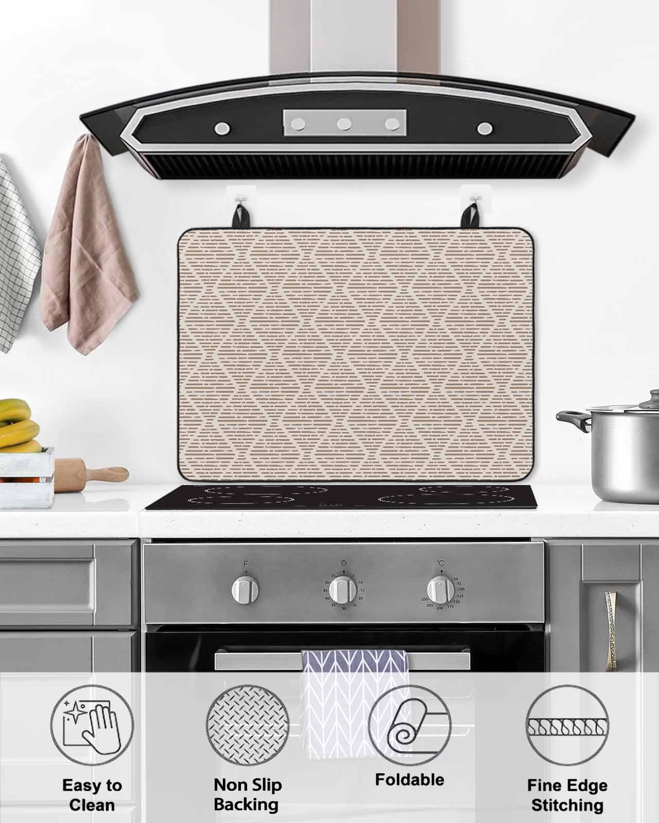 Large Induction Cooktop Protector Mat Brown Stove Top Covers for Electric Stove, Modern Abstract Art Farmhouse Decorative Stove Burner Cover Mats, Glass Top Stove Cover