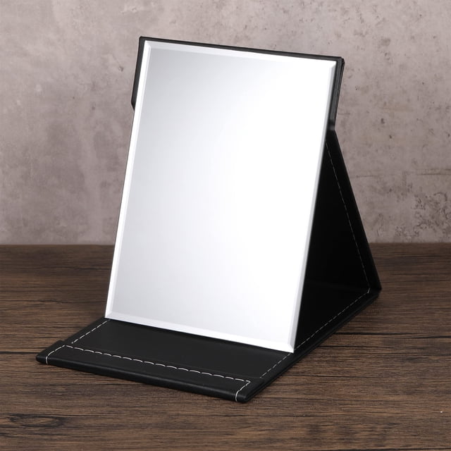 Langgg Tabletop Vanity Mirror Portable Folding Wide Application For Makeup And Grooming Compact black 1Set