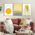 thumbnail image 3 of 3pcs, Canvas Paintings, Frameless, 3pcs Decorative Art Set with Multiple Sizes, Versatile Wall Decor for Any Room - Stylish Medieval Art, Mustard Yellow and Gray Geometric Abstract, Modern Floral Art, 3 of 3
