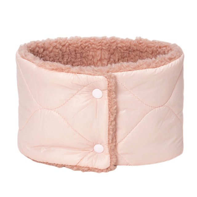 Bufanda de cuello de terciopelo grueso y cálido para mujer con botón a presión y tejido sólido.