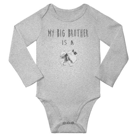 

My Big Brother is a Keeshond Dog Funny Baby Long Sleeve Clothing Bodysuits Boy Girl (Gray 6-12M)
