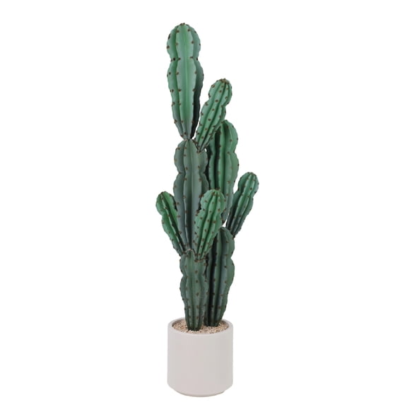 39 Inch Artificial Cactus Plant, Tall UV Resistant Faux Cactus Plant, Realistic Texture Tall Fake Plant, Faux Desert Cacti Potted Plant with Planter for Home Garden Office Indoor Outdoor Decoration