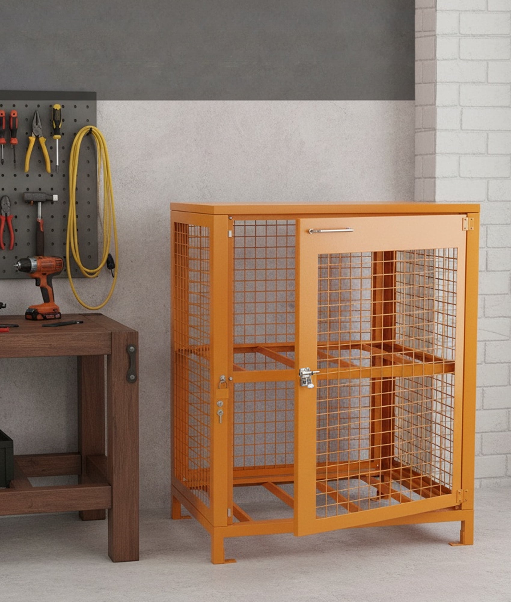 Esheno Locking Steel Storage Cabinet 35 inch Expandable Metal Door Magnetic Closure Adjustable Shelves Heavy Duty Hinges for Tools Supplies Equipment