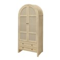 thumbnail image 6 of GZXS 70.28" Tall Arched Pantry Cabinet with 2 Drawers, 2 Rattan Doors, Adjustable Shelves, and Anti-Tip Device, Multi-Purpose Storage Cupboard for Kitchen, Bedroom, Dining/Living Room (Natural), 6 of 9