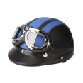 thumbnail image 1 of Casco de moto scooter abierto medio cuero con visera gafas uv estilo retro vintage 54-, 1 of 4