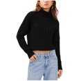 thumbnail image 1 of 1.STATE Womens Turtleneck Back Cut Out Raglan Sleeve Knit Sweater, Black, Small, 1 of 1