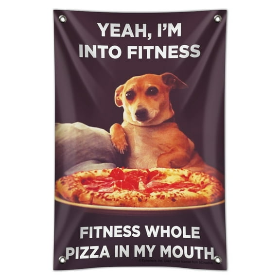 Yeah I'm Into Fitness Whole Pizza in my Mouth Funny Humor Home Business Office Sign