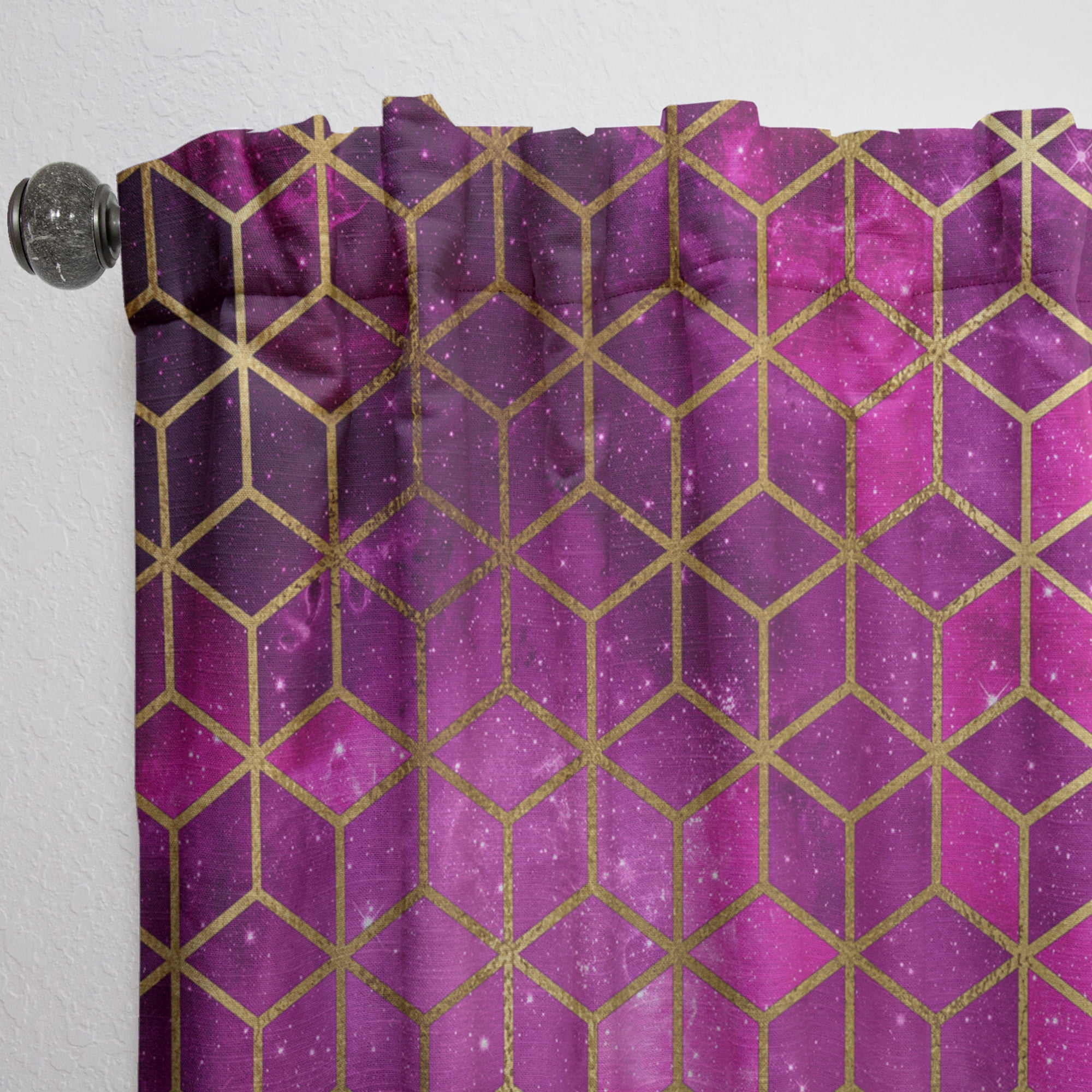 Designart 'Honeycomb Capital Gold X' Modern & Contemporary Curtain Panel
