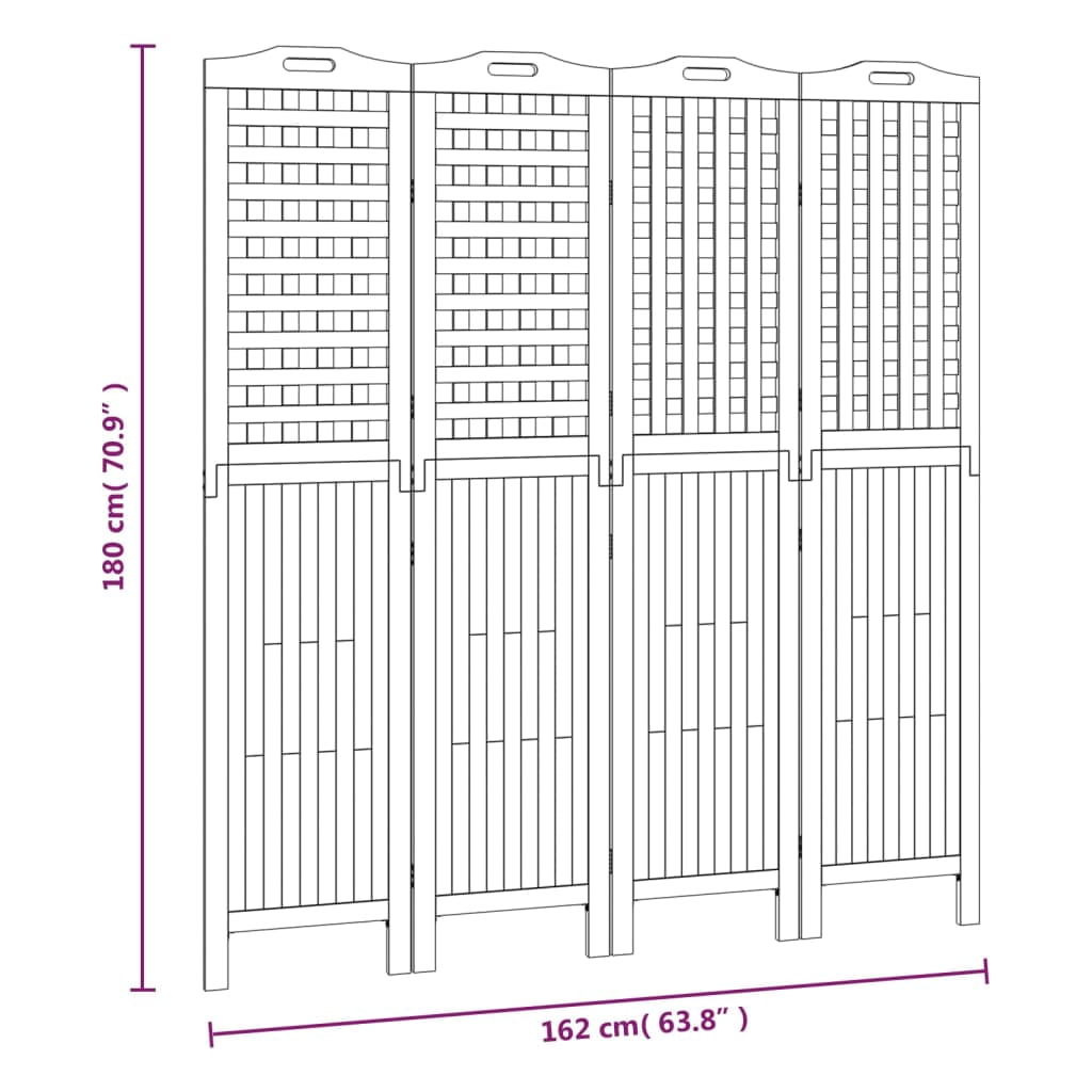 vidaXL 3-Panel Room Divider 47.8"x0.8"x70.9" Solid Wood Acacia