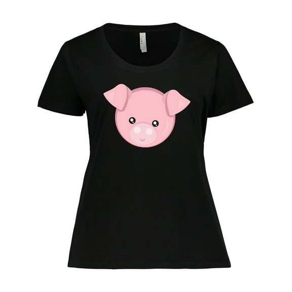 Inktastic Cute Pig, Little Pig, Pig Head, Pink Pig Women's Plus Size T-Shirt