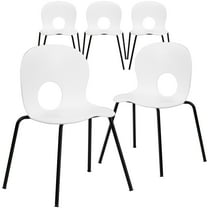 Flash Furniture 5 Pack HERCULES Series 770 lb. Capacity Designer White Plastic Stack Chair with Black Frame