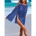thumbnail image 4 of jinghuiyue Womens Summer Crochet Swimsuit Coverup Boat Neck Hollow Out Knit Sweater Tops Beach Vacation Clothes XXL, 4 of 7