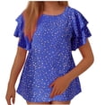 thumbnail image 2 of Abtuhar Tops for Women,Summer Plus Size Tops for Womens,Women's Oversized Slim Fashionabl Double-Layer Short Sleeved T-shirt Top, 2 of 4