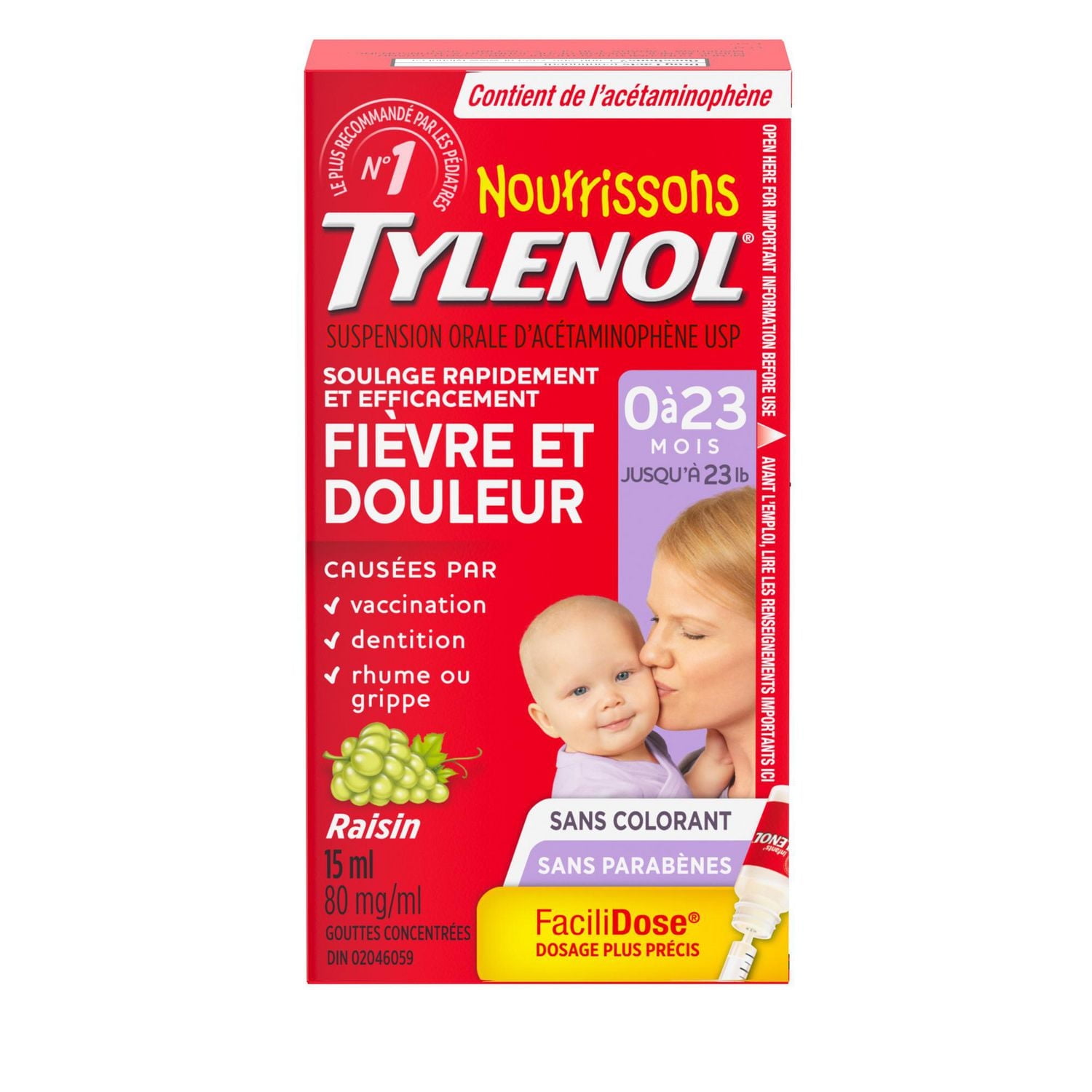 Tylenol Infants' Medicine, Relief of fever pain, 0-23 Months