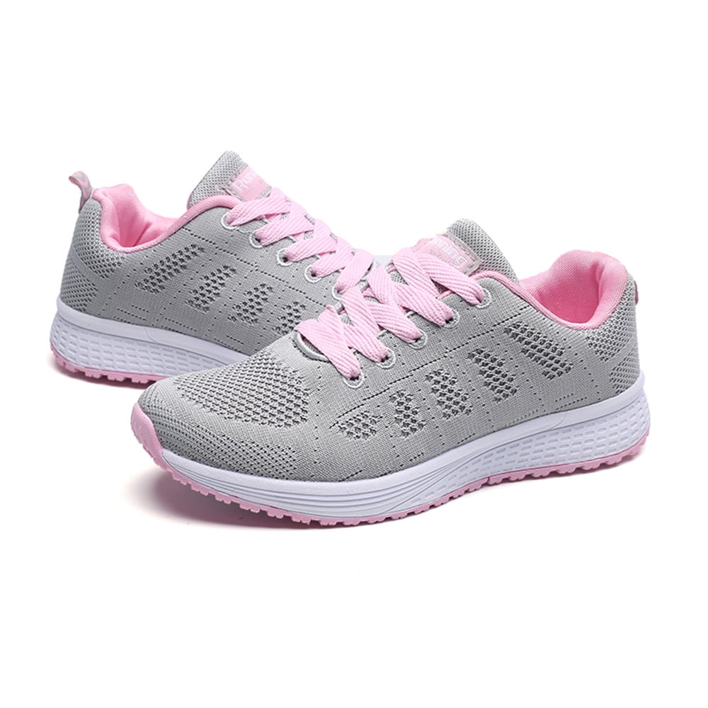 fukaraa Women's Lace Up Low Top Hiking Shoes Lightweight Solid Mesh Breathable Trekking Shoes