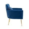 thumbnail image 6 of Modern Velvet Accent Chair with Waist Pillow, Mid Century Modern Upholstered Armchair with Headrest & Padded Seat & Gold Metel Legs, Living Room Chair Vanity Chair for Home Office, Navy, 6 of 7
