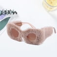 thumbnail image 6 of Plush Fuzzy Cat Eye Sunglasses Eyeglasses Vintage Style Cute Eyewear Sun Glasses Brown, 6 of 8