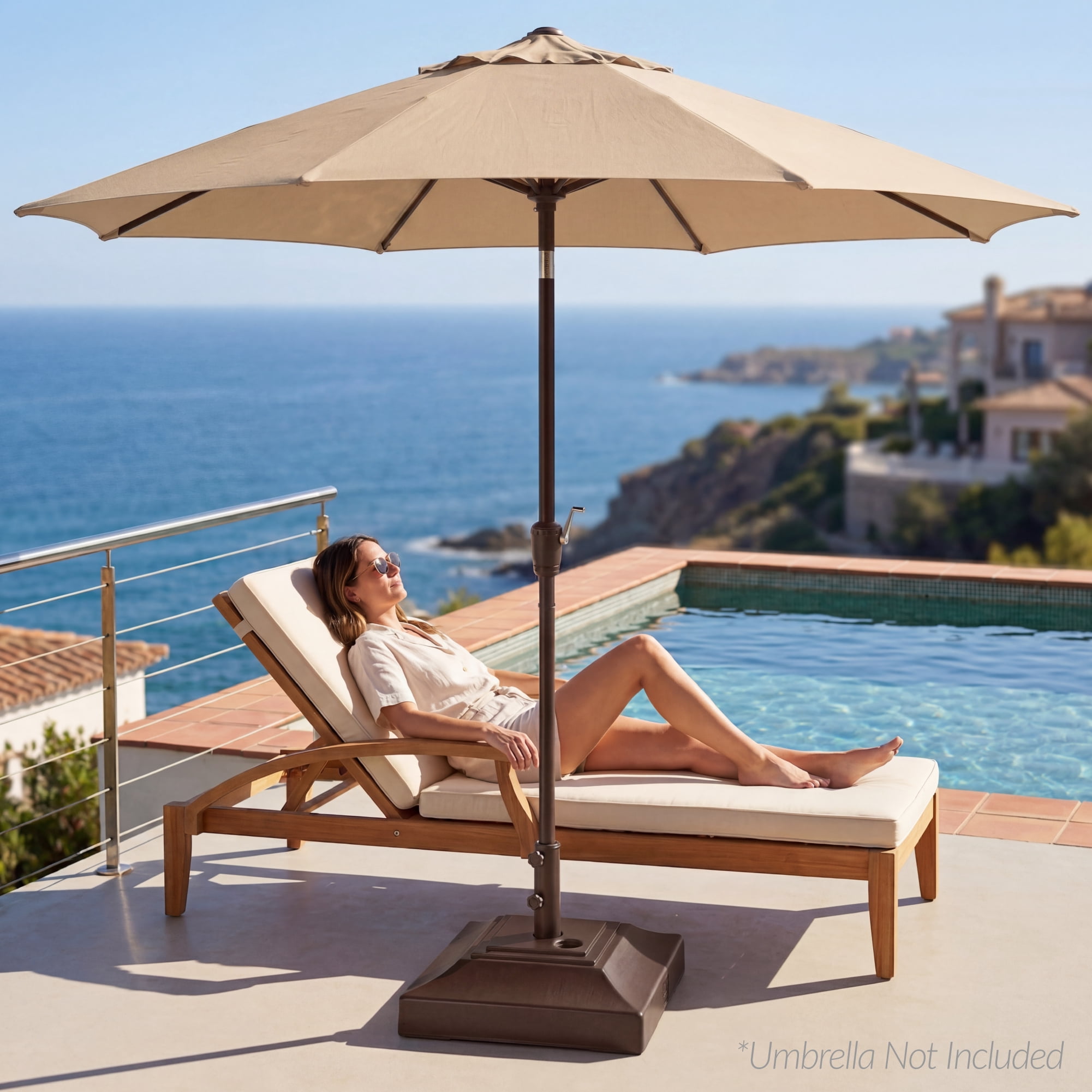 Best Choice Products Fillable Plastic Patio Umbrella Base Stand, Pole Holder w/ Adjustment Knob, Pyramid Design - Brown