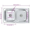 thumbnail image 2 of vidaXL Kitchen Sink with Strainer and Trap, Double Bowl, Ø16.5" Stainless Steel Rectangular, 2 of 10
