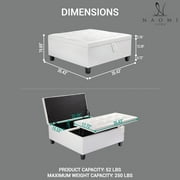 Ciara 35-Inch Air Leather Tufted Upholstered Lift-Top Ottoman Bench, Large Square Storage Coffee Table for Living Room, Toy Box, Footrest Stool, White Ottoman with Spacious Interior Compartment- White