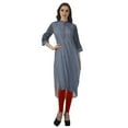 thumbnail image 3 of Moomaya Kurti en Coton Col Mandarin pour Femmes Robe Longue Imprimée Grande Taille, 3 of 6