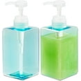 thumbnail image 1 of Dispensador de jabón de plástico, botella vacía con bomba, dispensador de jabón líquido - cocina/baño, 450 ml, champú/acondicionador/ducha/lavavajillas, juego de 2 (azul) JM  MX-0135463FYD, 1 of 5