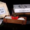LYURectangle Wooden Flower Pot, Succulent Planter Trough Planters