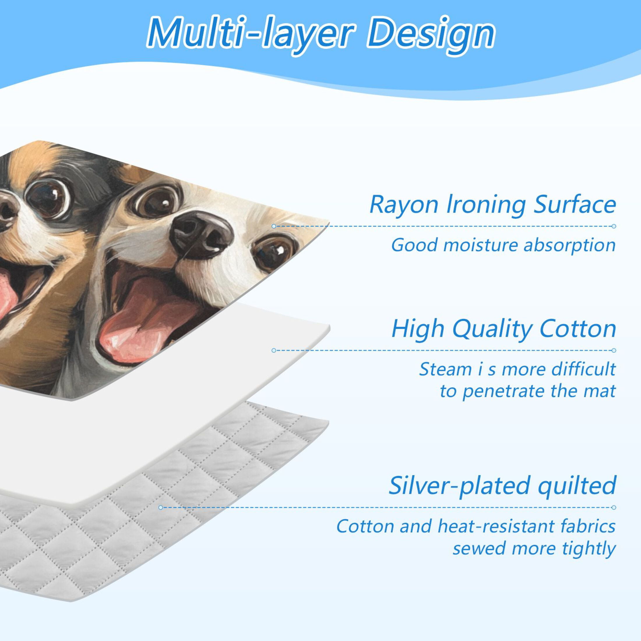 Optimistic Dogs Ironing Board Covers Heat Resistant Ironing Pad Mat Portable for Travel Washer Dryer Table