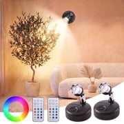 DAYBETTER 2-Pack Spot Lights Indoor, 12 RGB Colors & 2 Lighting Modes, Uplights with Rotatable Lamp Head for Cabinet, Wall, Bedroom
