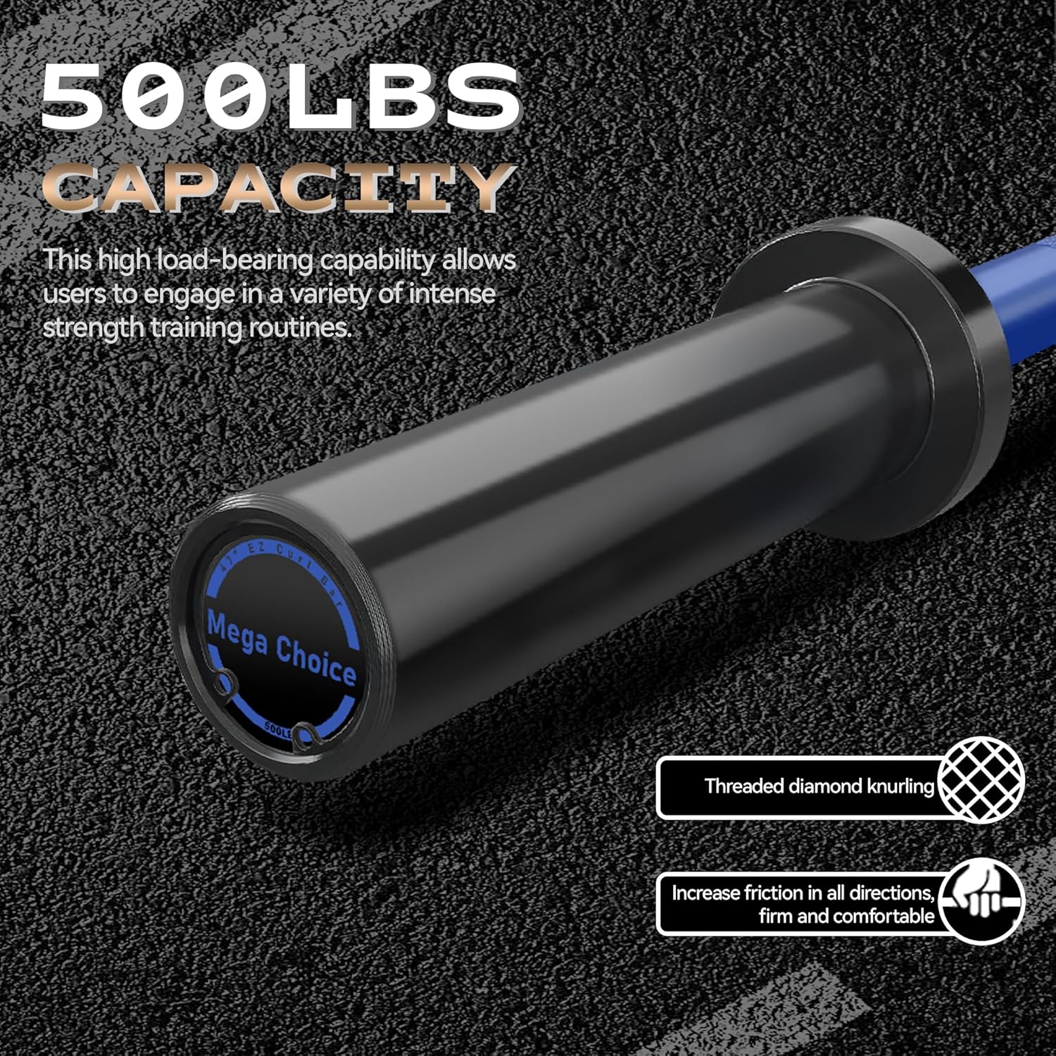 4FT Barbell – 500 lb Capacity Weight Bar for Home Gyms, Compact 48" Powerlifting Bar with Knurled Grip, Fits 2" Standard Plates