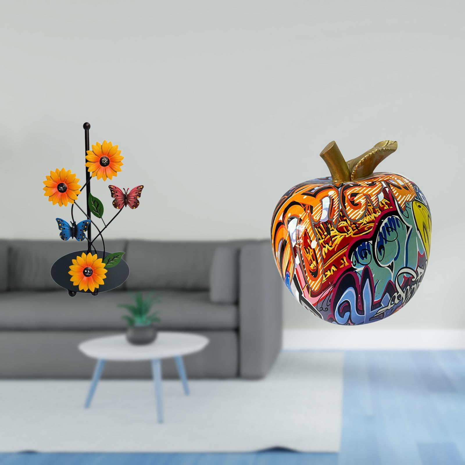 Fiocias Graffiti Paper Towel Holder Dispenser Non Slip Vertical Tissue Rack Nordic Fruits Sculpture Figurine Collectable Artwork Ornament for Home Table Bar D