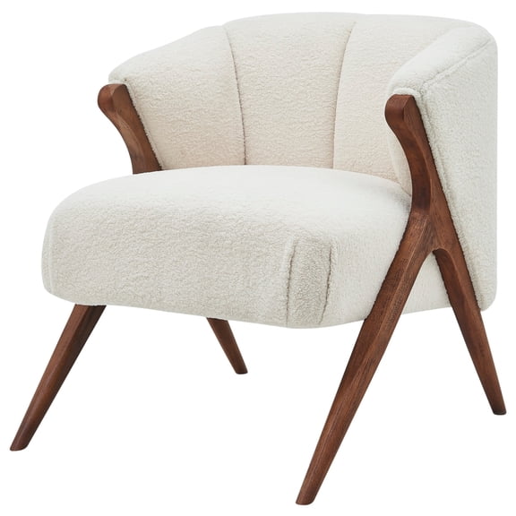 NPD Furniture Florence 20.5" Fabric Accent Chair in Shearling Beige/Brown