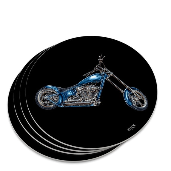 Chopper Motorcycle Blue Eagle Bike Novelty Coaster Set