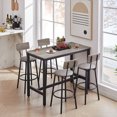 thumbnail image 2 of Bar Table and Chairs Set for 4, 5-Piece Rectangle Pub Bistro Table and PU Upholstered Stools with Backrest, Counter Height Dining Table Set for Kitchen Breakfast Nook Restaurant, Grey, 2 of 7