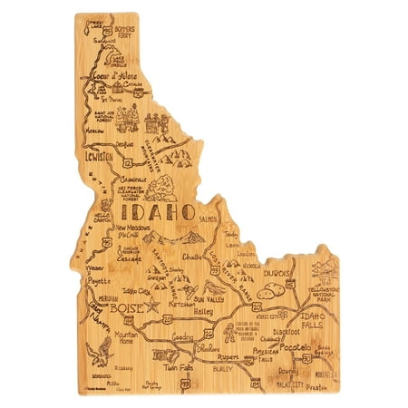 

Totally Bamboo Destination Idaho State Shaped Serving and Cutting Board Includes Hang Tie for Wall Display