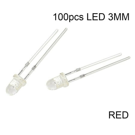 

100PCS Super Bright LED 3mm Red/Blue/Green/White/Yellow LED Transparent Bulb