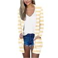 thumbnail image 2 of HUPOM Blouses For Women Dressy Casual Button Long Sleeve Cardigan Cocktail & Party Striped Cardigan Sweaters For Women Yellow M(US:6), 2 of 5