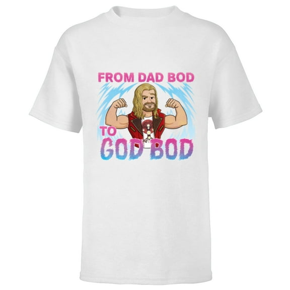 Marvel Studios Thor: Love and Thunder Dad Bod to God Bod - Short Sleeve T-Shirt for Kids - Customized-White