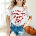 thumbnail image 2 of Gubotare Kid Toddler Boy Girl Halloween Pumpkin Shirt Short Sleeve Pumpkin Face Tshirt for Kids Cotton Tops Toddler Graphic Tees (Brick Red,10-11 Years), 2 of 5