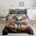 thumbnail image 2 of Manfei 3D Magic Unicorn Queen Comforter Set,Colorful Butterflies Bedding Sets,Dreamy Angel Wings Bedding Comforter Set For Girl,Microfiber Bedroom Decor Reversible,3 Pieces, 2 of 8