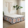 thumbnail image 2 of Boho Orange Blue Wrap Around Bed Skirts for Queen Bed 16" Drop,Bed Skirt with Adjustable Elastic Belt Dust Ruffle Bed Valance for Bedroom Hotel Ethnic Vintage Geometric Art Boho Bed Frame Cover, 2 of 7