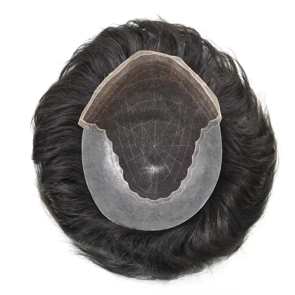 LYRICAL HAIR Mens Wigs Lace Front Toupee Hair for Men Thin Skin Men's Hairpiece Bleached Knot 7X10 #1B