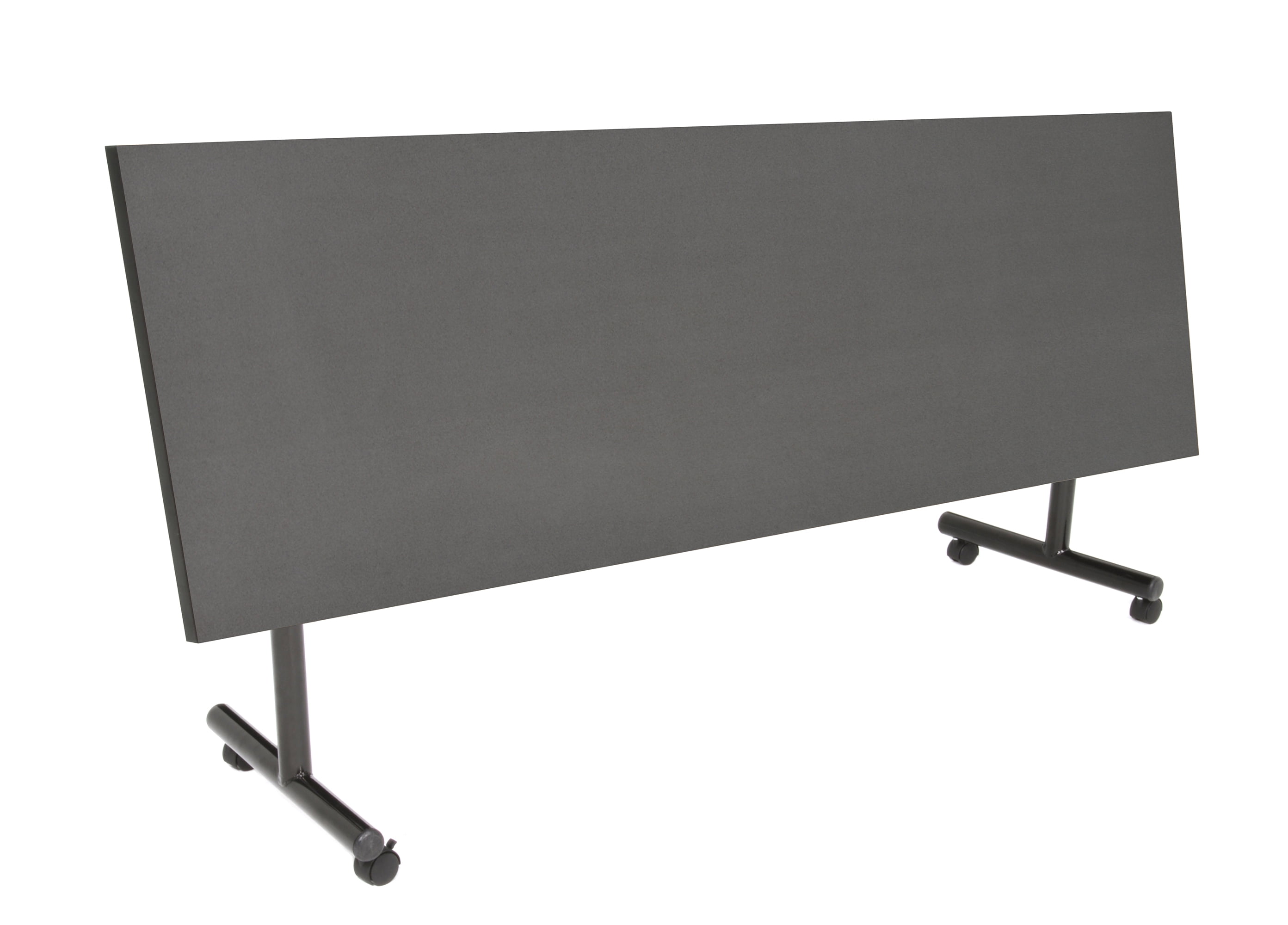 84" x 24" Flip Top Mobile Training Table with Modesty Panel- Grey and 3 Zeng Stack Chairs- Grey